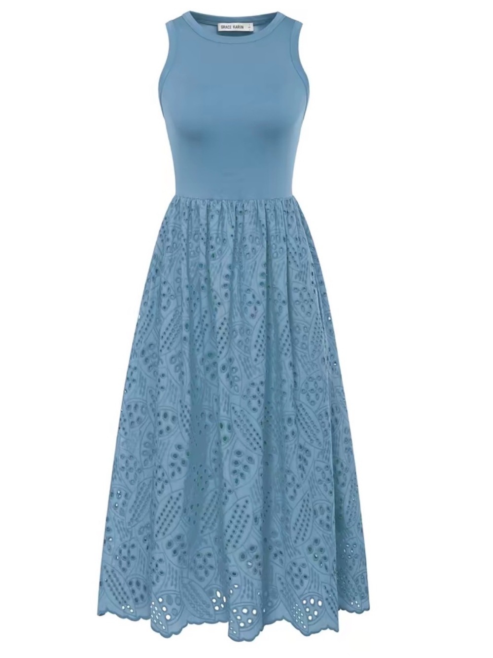 🆕 Grace Karin A-Line Eyelet MIDI Dress Size M